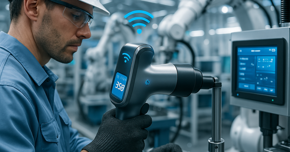 Smart industrial tools in action, predictive maintenance systems, AI in manufacturing