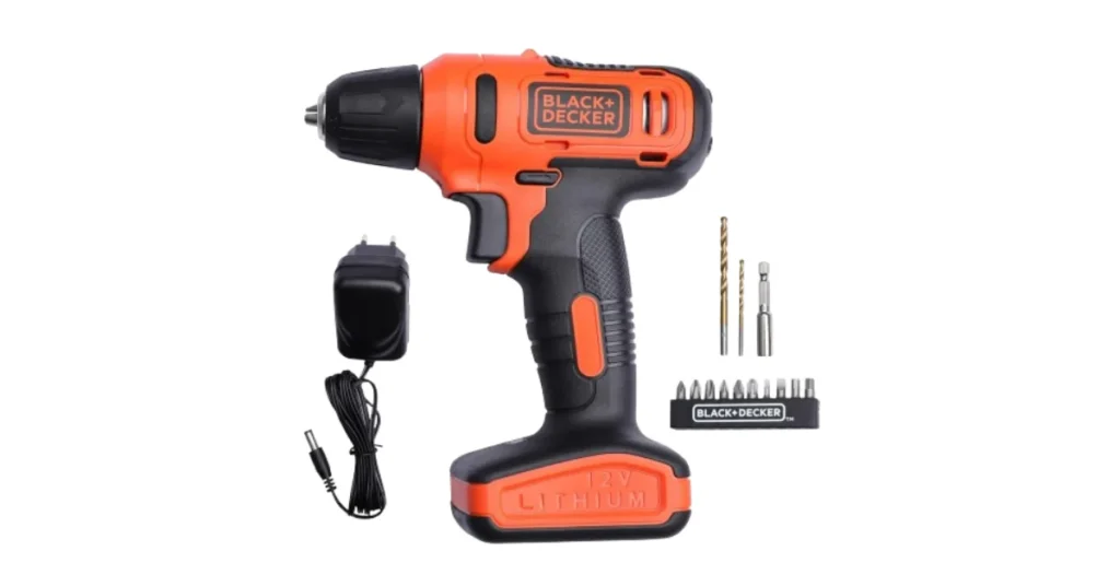 BLACK+DECKER LD12SP 12V Cordless Drill Driver Kit with Bits (Orange & Black)
