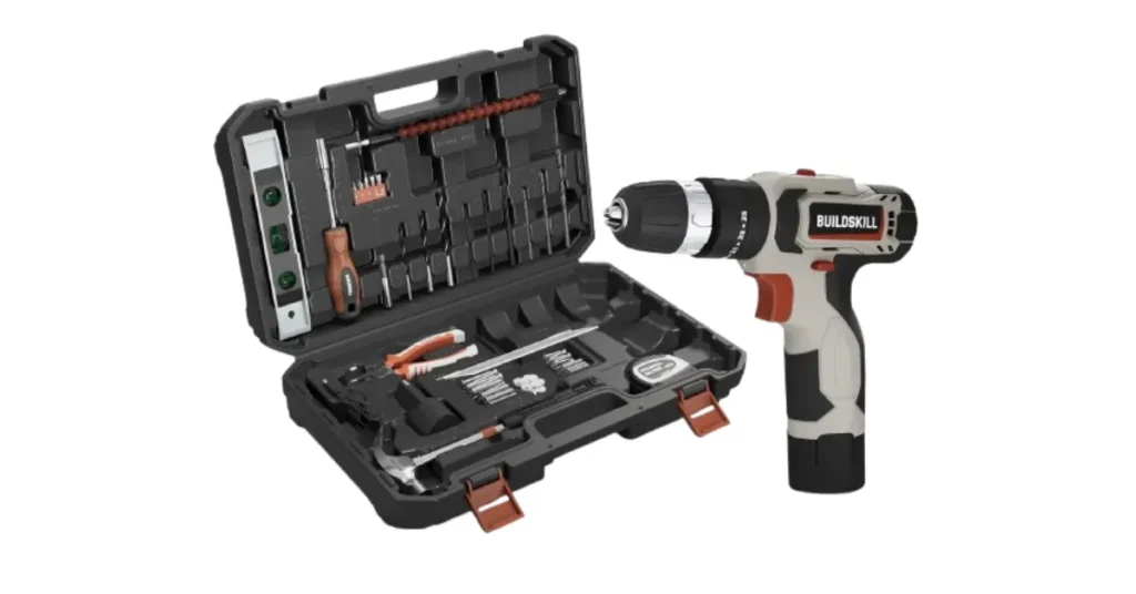 BUILDSKILL 69-Piece 12V Cordless Drill Tool Kit with Keyless Chuck & Accessories