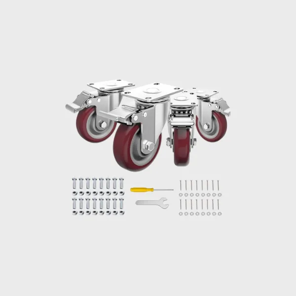 Caster Wheels (4), 2300 lbs, 4-Inch Heavy-Duty Locking, JIN FU TOU
