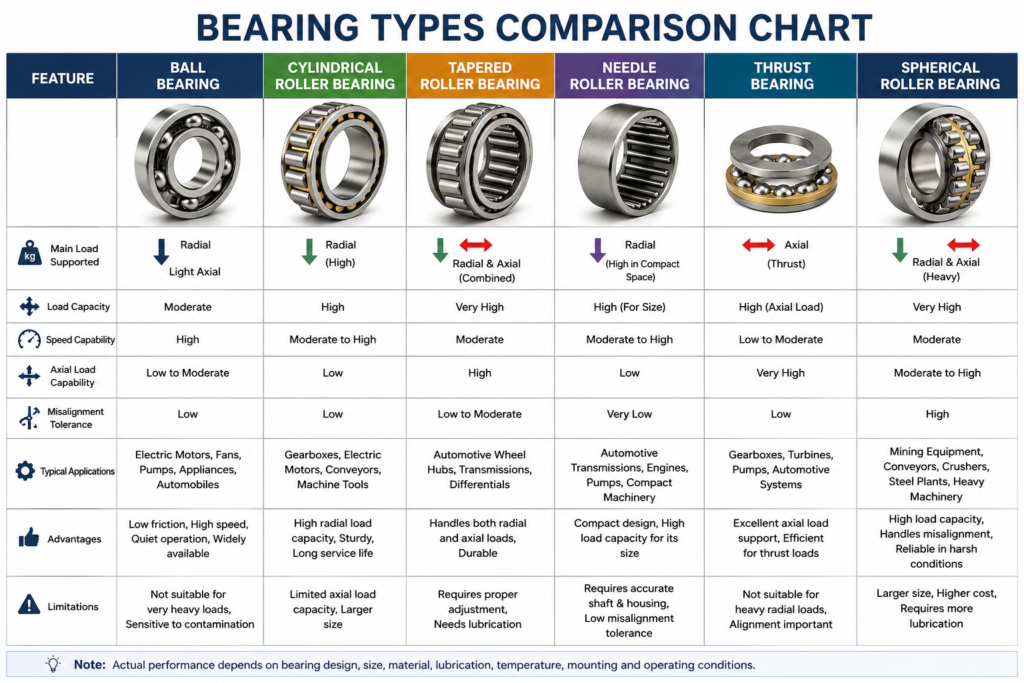 Bearing Types Comparison Chart