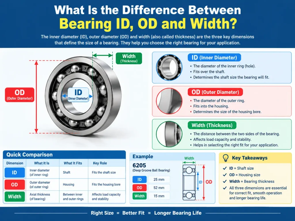 Difference Between Bearing ID, OD and Width