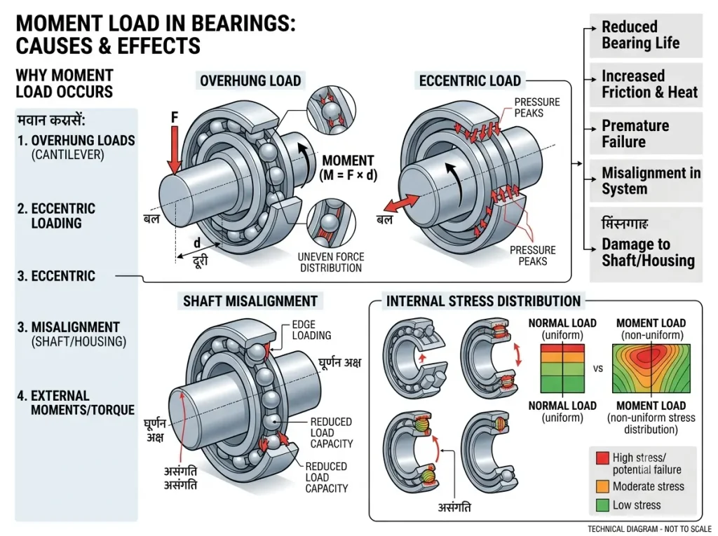 moment load occur in a bearing
