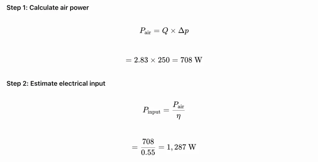 calculation for motor power