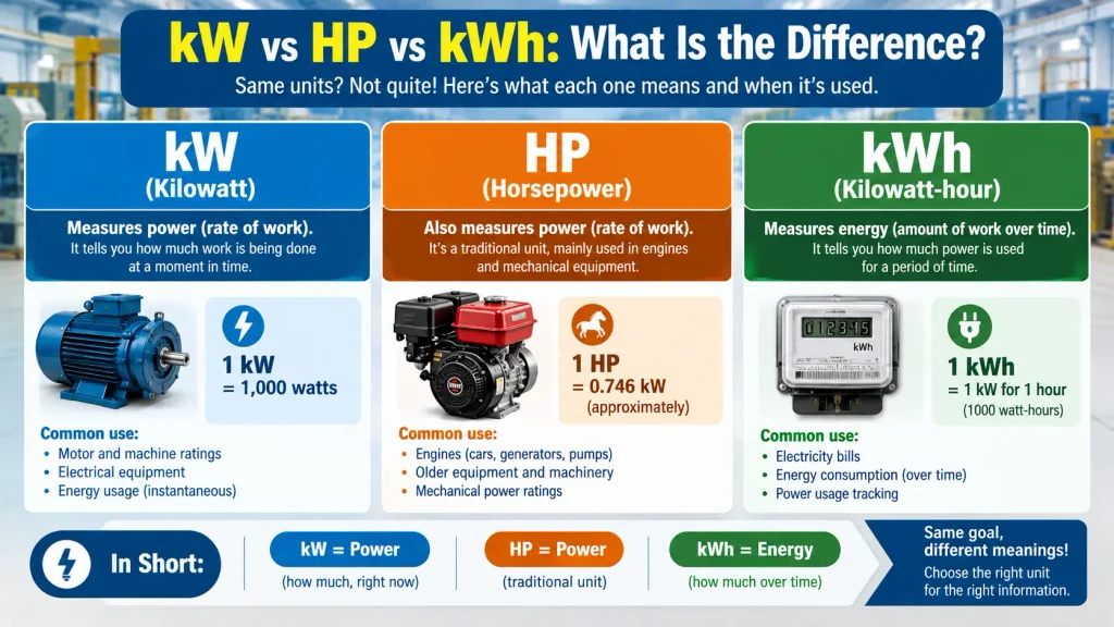 kW vs HP vs kWh: What Is the Difference?